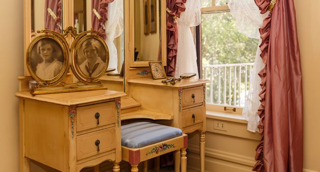 Dressing table in one of the bedrooms at the Frank Phillips Home