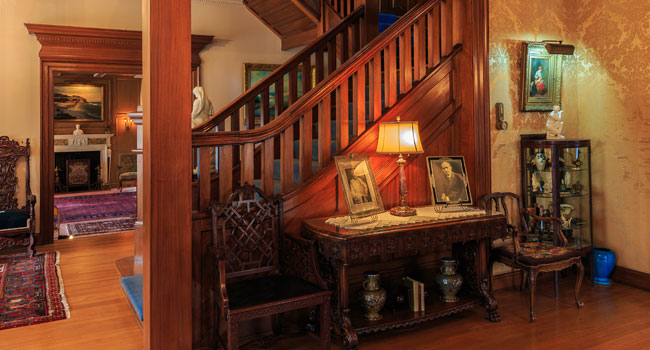 The staircase at the Frank Phillips Home